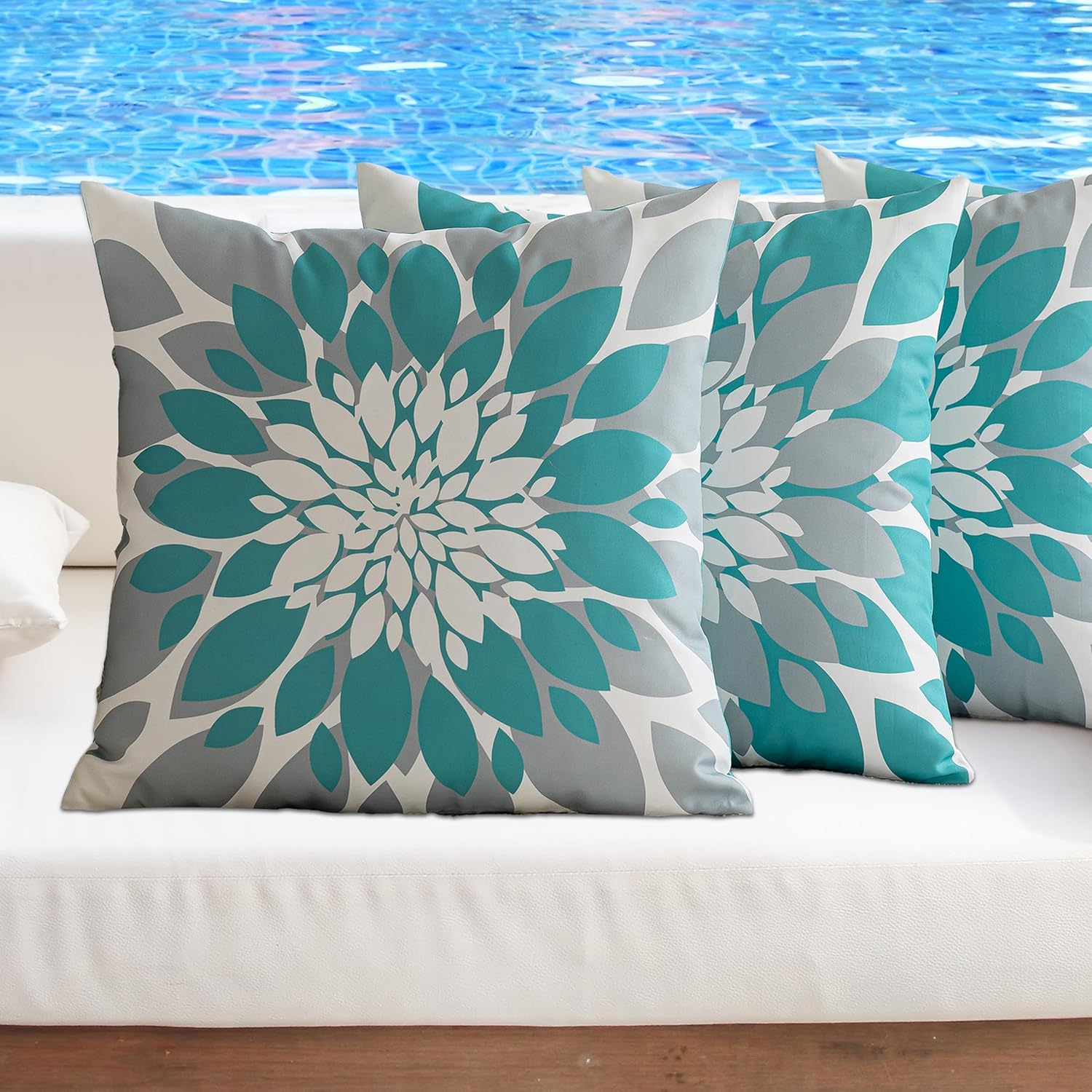 Qahing Paquete de 4 fundas de almohada impermeables para exteriores de 16 x 16 pulgadas, decorativas, cuadradas, para jardín, muebles de patio,