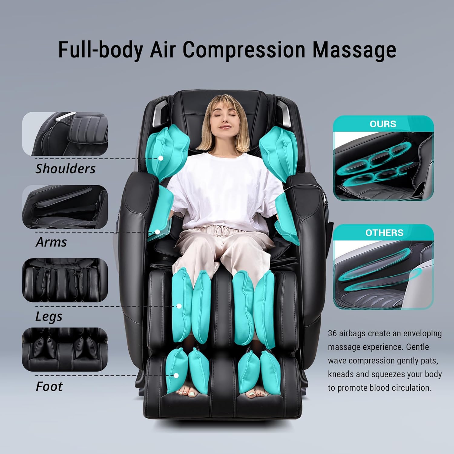 MYNTA MC2100 – Silla de masaje 3D mejorada, silla de masaje de cuerpo completo reclinable con gravedad cero, escaneo corporal, estiramiento