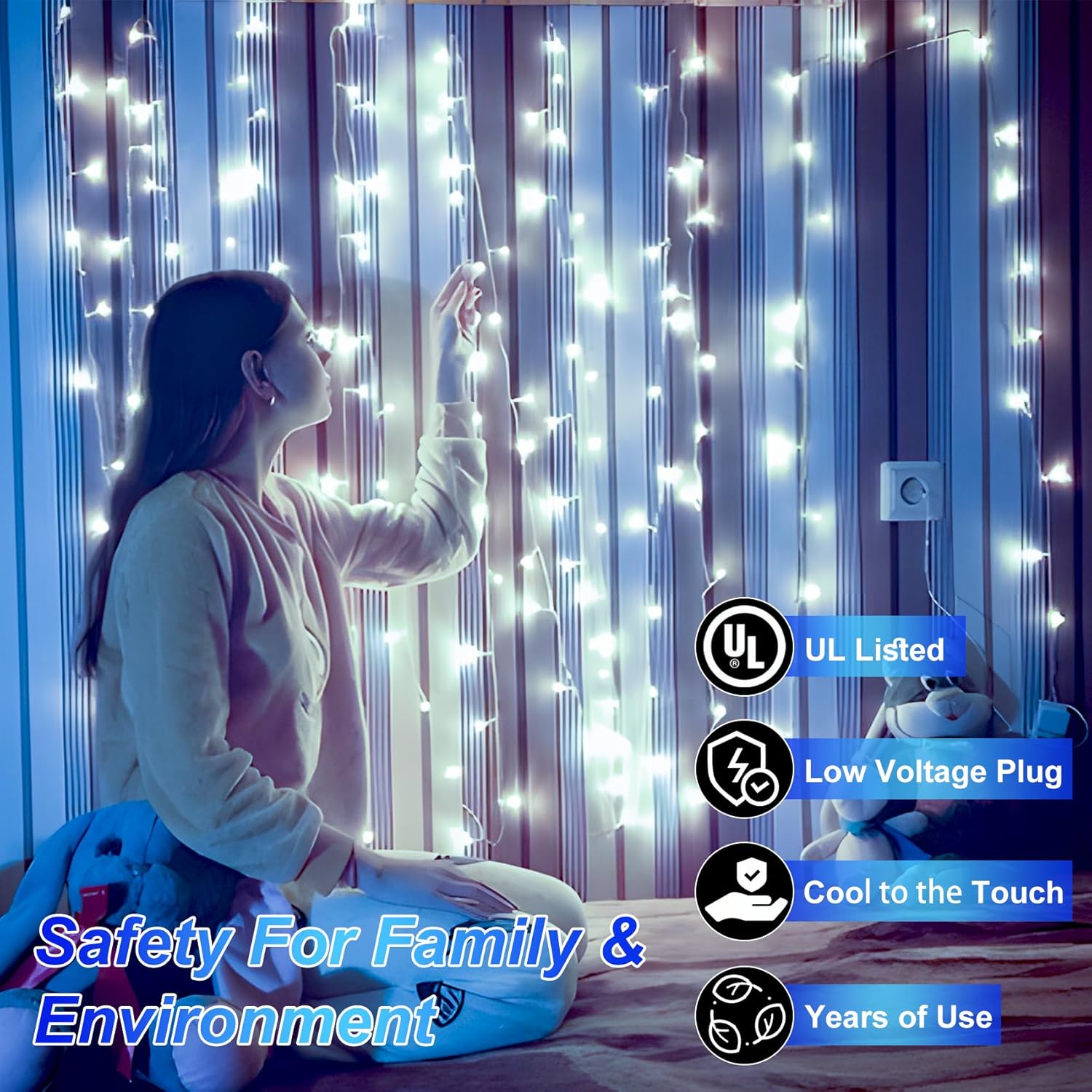 Luces de Navidad para exteriores de 492 pies, 1300 luces LED súper largas, 8 modos de iluminación y memoria de temporizador, cuerdas de luz