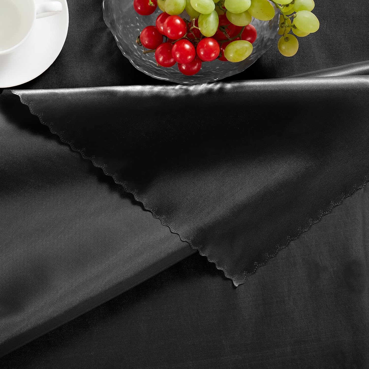 Homiest 1 paquete de mantel de satén de 54 x 108 pulgadas, mantel negro brillante, mantel rectangular sedoso, manteles de satén para boda,