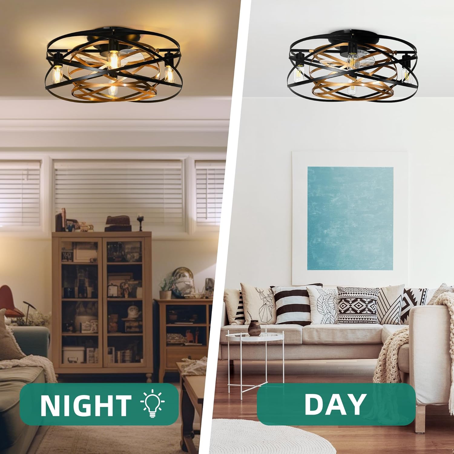 YITAHOME Ventiladores de techo enjaulados con control remoto de luces, ventilador de techo de perfil bajo sin aspas de 22 pulgadas, ventiladores de