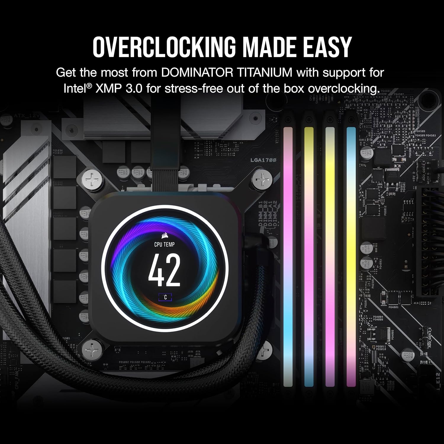 CORSAIR Dominator Titanium RGB DDR5 RAM 32 GB (2 x 16 GB) DDR5 7200 MHz CL34 Intel XMP iCUE Memoria de computadora compatible – Negro