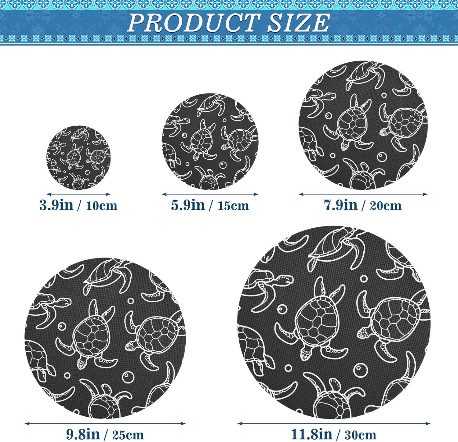 Turtles 5PCS Reusable Elastic Bowl Covers for Food Storage Stretch Cloth Fabric Lids with 5 Different Sizes Waterproof Bowl Covers for Food Fruits