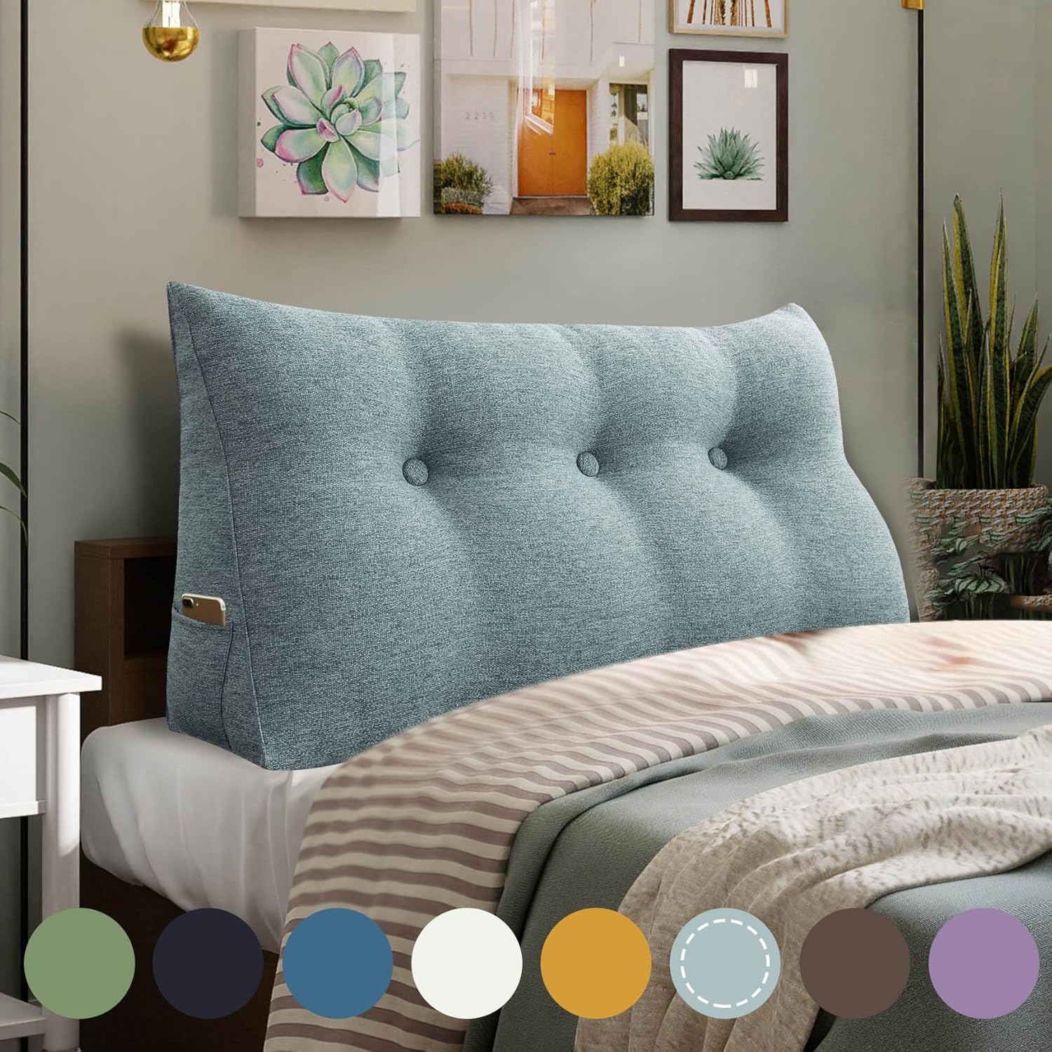 Almohada WOWMAX grande de apoyo con forma triangular, almohada con forma de cuña para respaldo o lectura, cabecero para el día de la Madre, para la