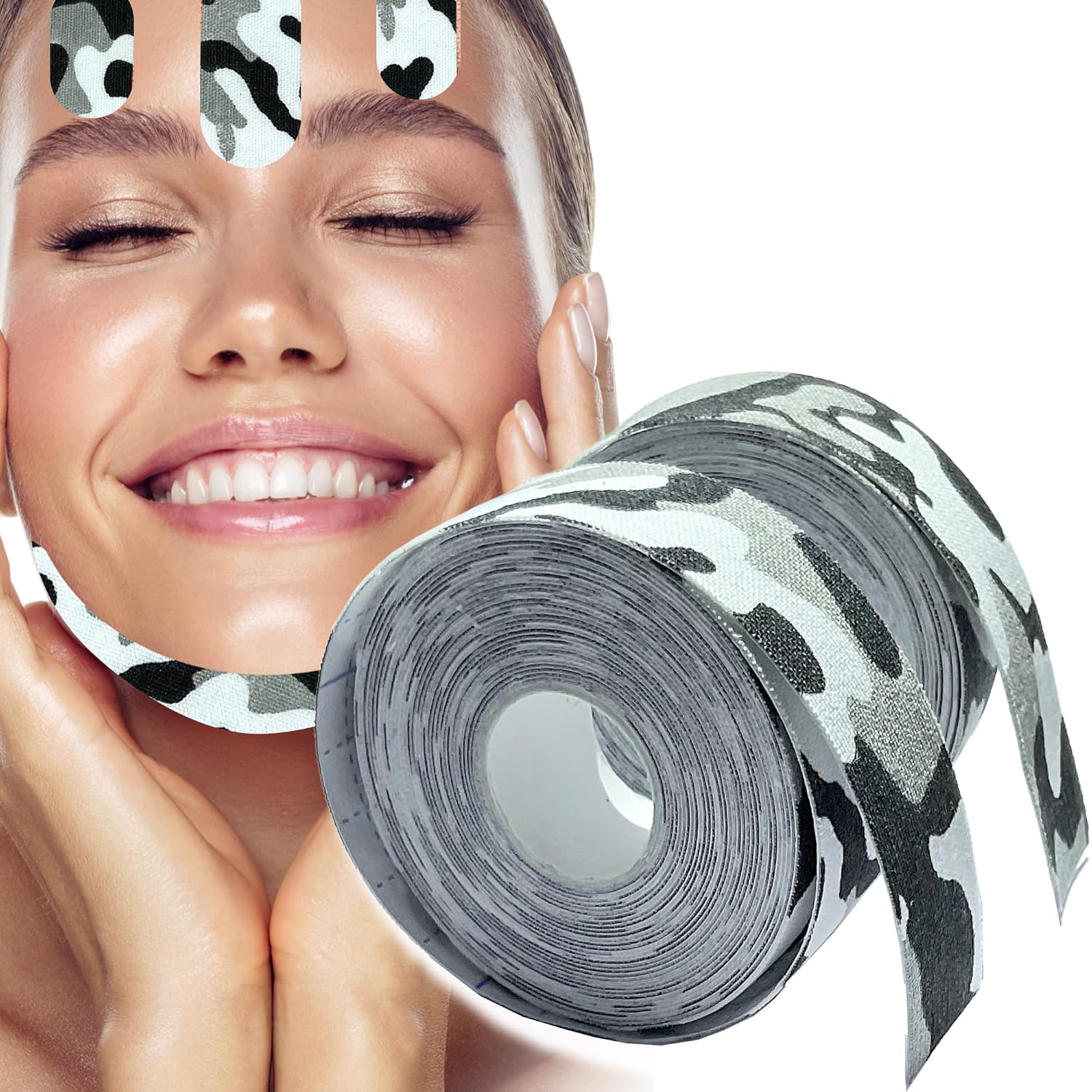 Akissos Cinta de levantamiento facial para la frente, parches de arrugas reutilizables – Cinta de estiramiento facial – Máscara de elevación de