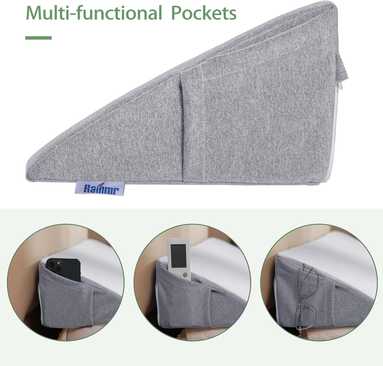 Almohada de cuña de cama para cabecero tamaño Queen (60 x 10 x 6 pulgadas), cómoda almohada de cuña para cabecero (0-5 pulgadas), almohada de cuña
