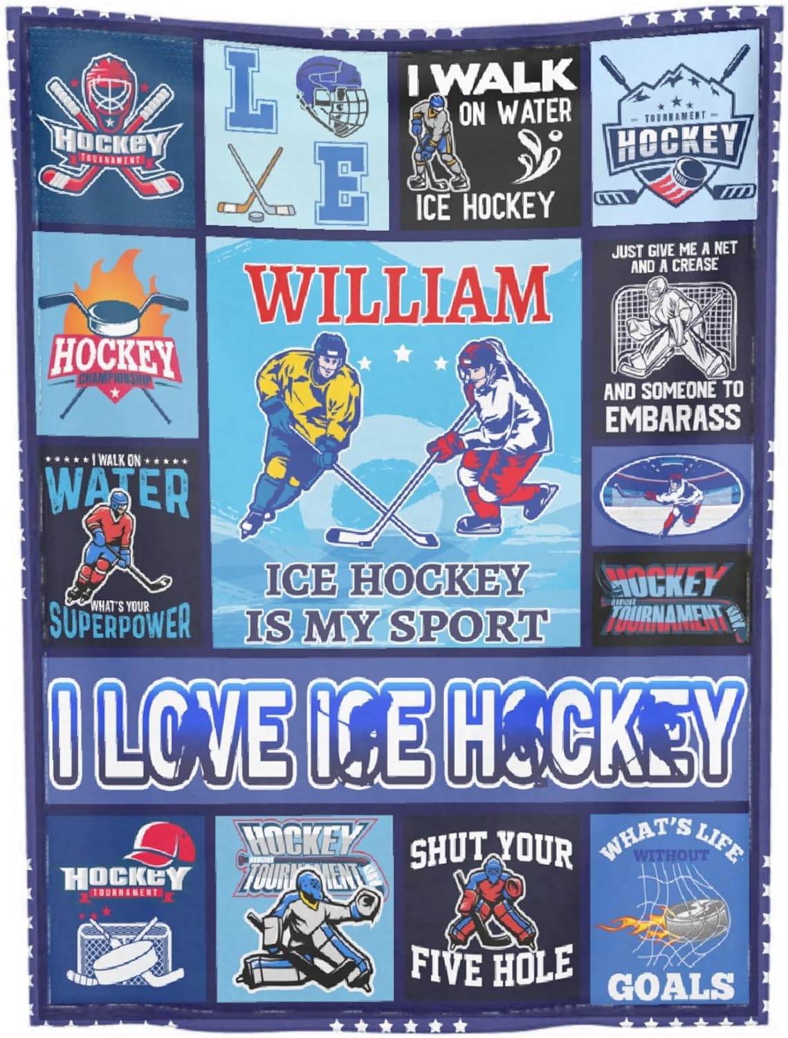 COW BLANKET Regalos personalizados de hockey sobre hielo para adolescentes, niños y niñas, mantas personalizadas de franela de alta calidad, regalos