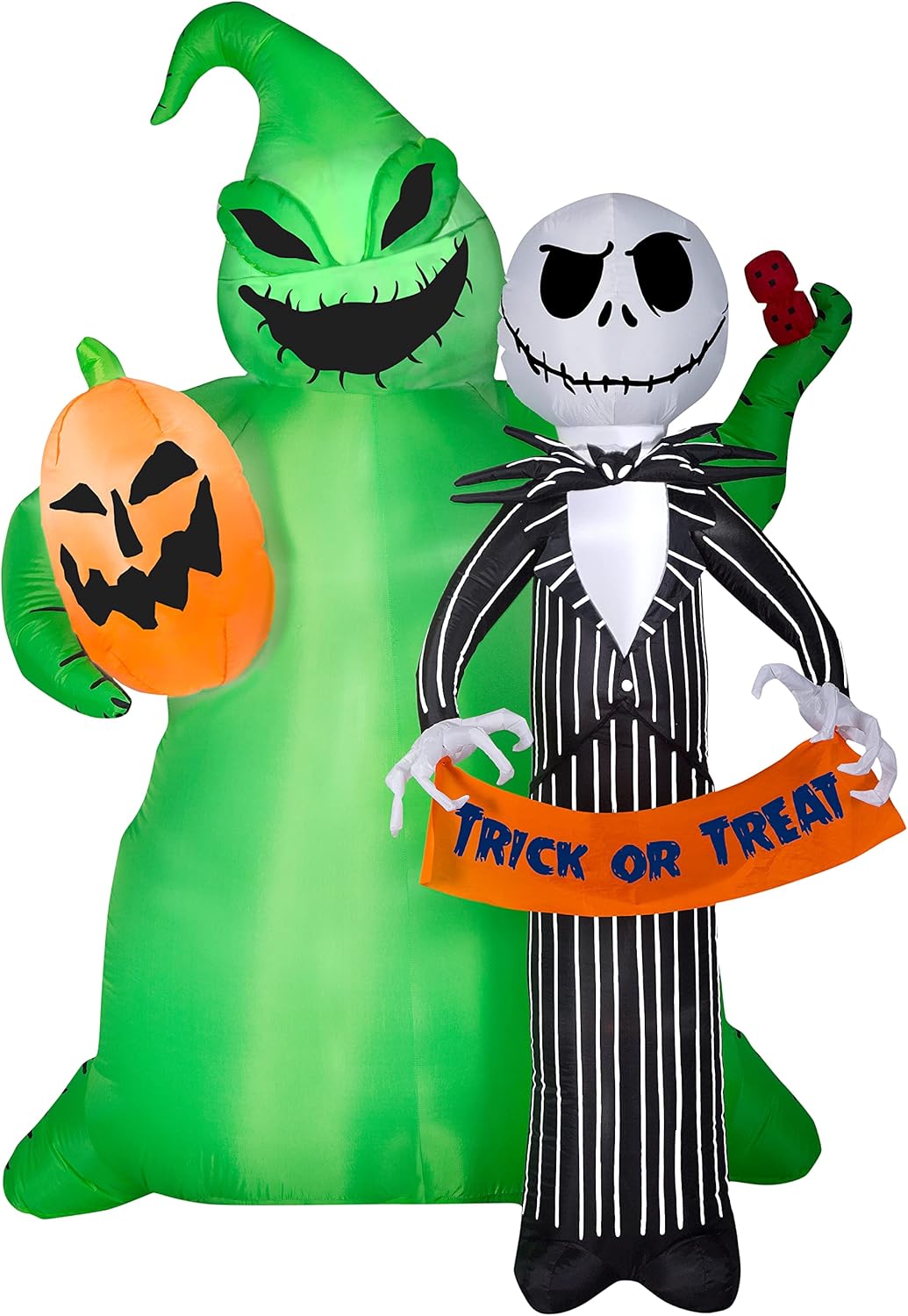 Gemmy Airblown Jack Skellington con Oogie Boogie Scene Disney, 6.5 pies de alto, multi