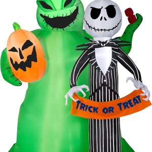 Gemmy Airblown Jack Skellington con Oogie Boogie Scene Disney, 6.5 pies de alto, multi Gemmy Airblown Jack Skellington con Oogie Boogie Scene Disney, 6.5 pies de alto, multi