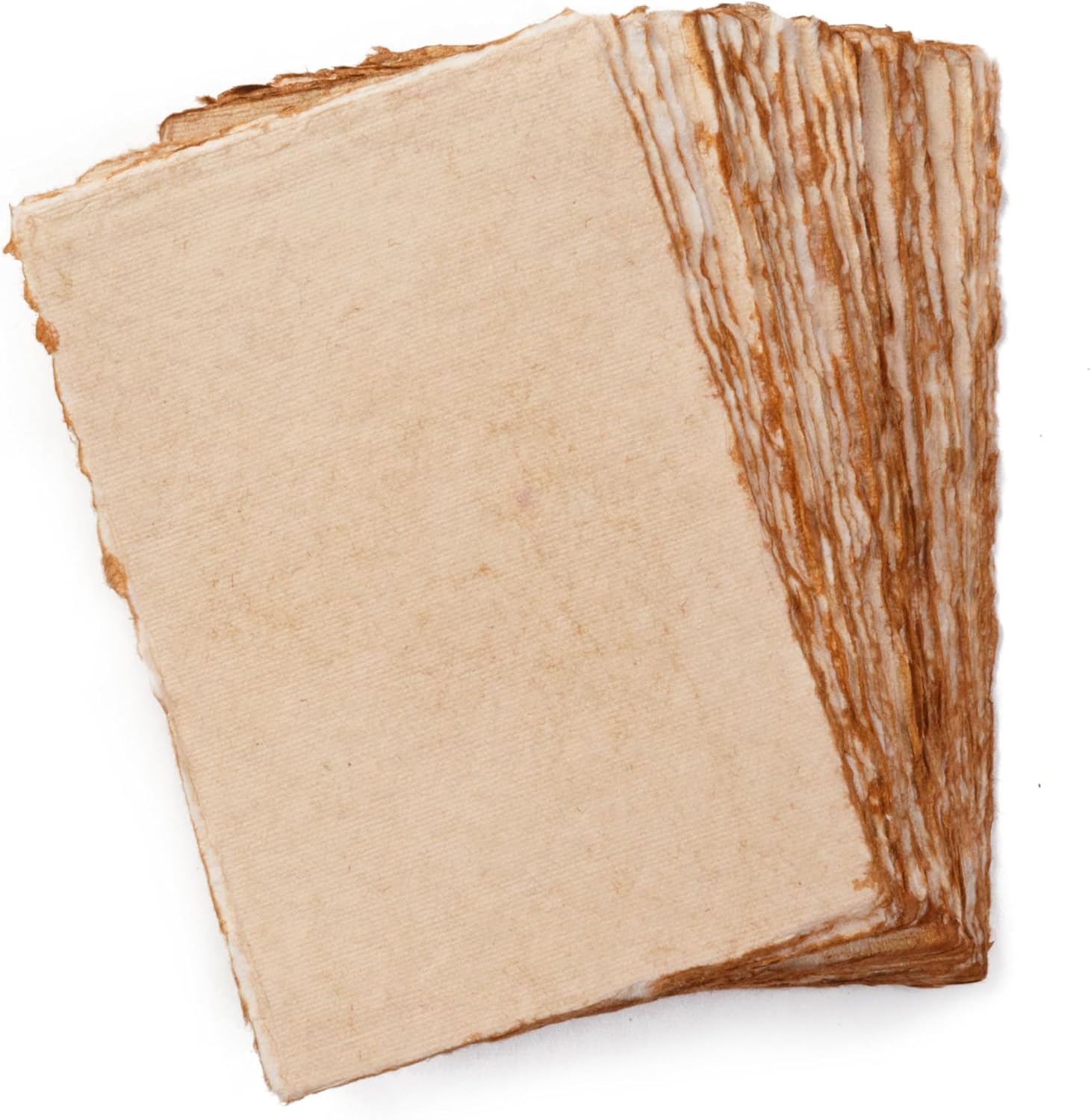 Papel de acuarela vintage grueso hecho a mano con borde deckle – 10.58 ozm – Papel mixto texturizado de prensa en frío envejecido de alta calidad