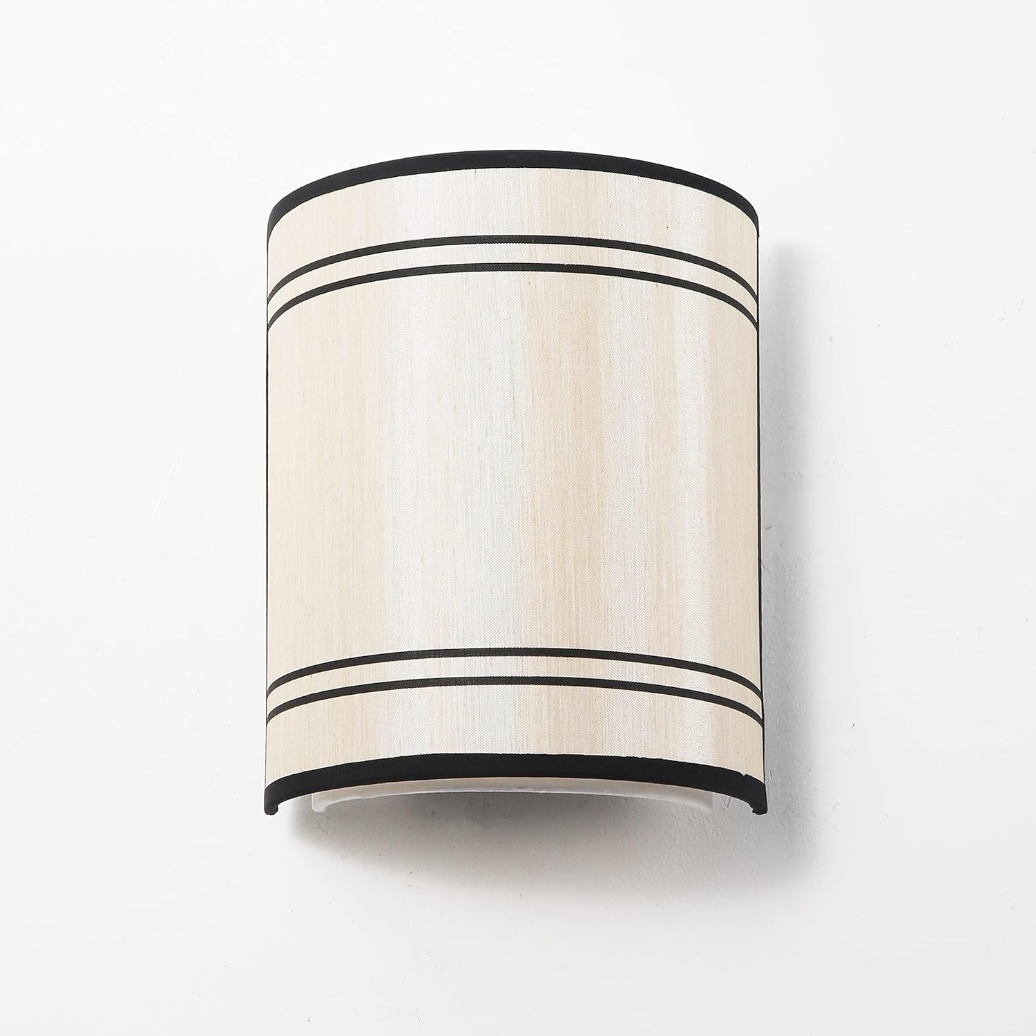 Aplique de pared LED de 12 V, pantalla de tela beige, base de acero inoxidable, 4.69 pulgadas de largo x 4.3 pulgadas de ancho x 8.5 pulgadas de