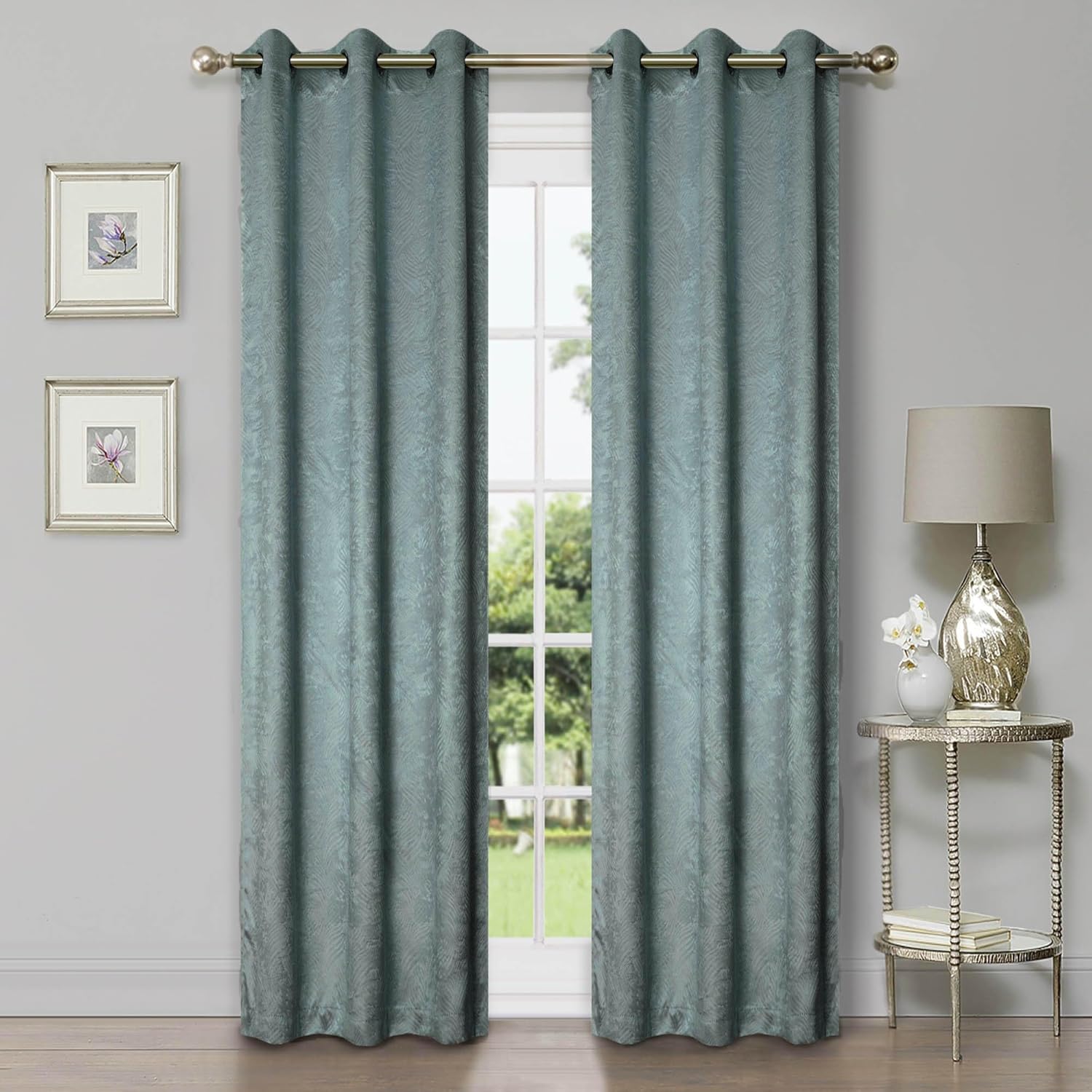 Superior Cortinas opacas, detalles de ventana para oscurecer la habitación, bloqueo solar, térmicas, modernas ondas geométricas con ojales, juego de