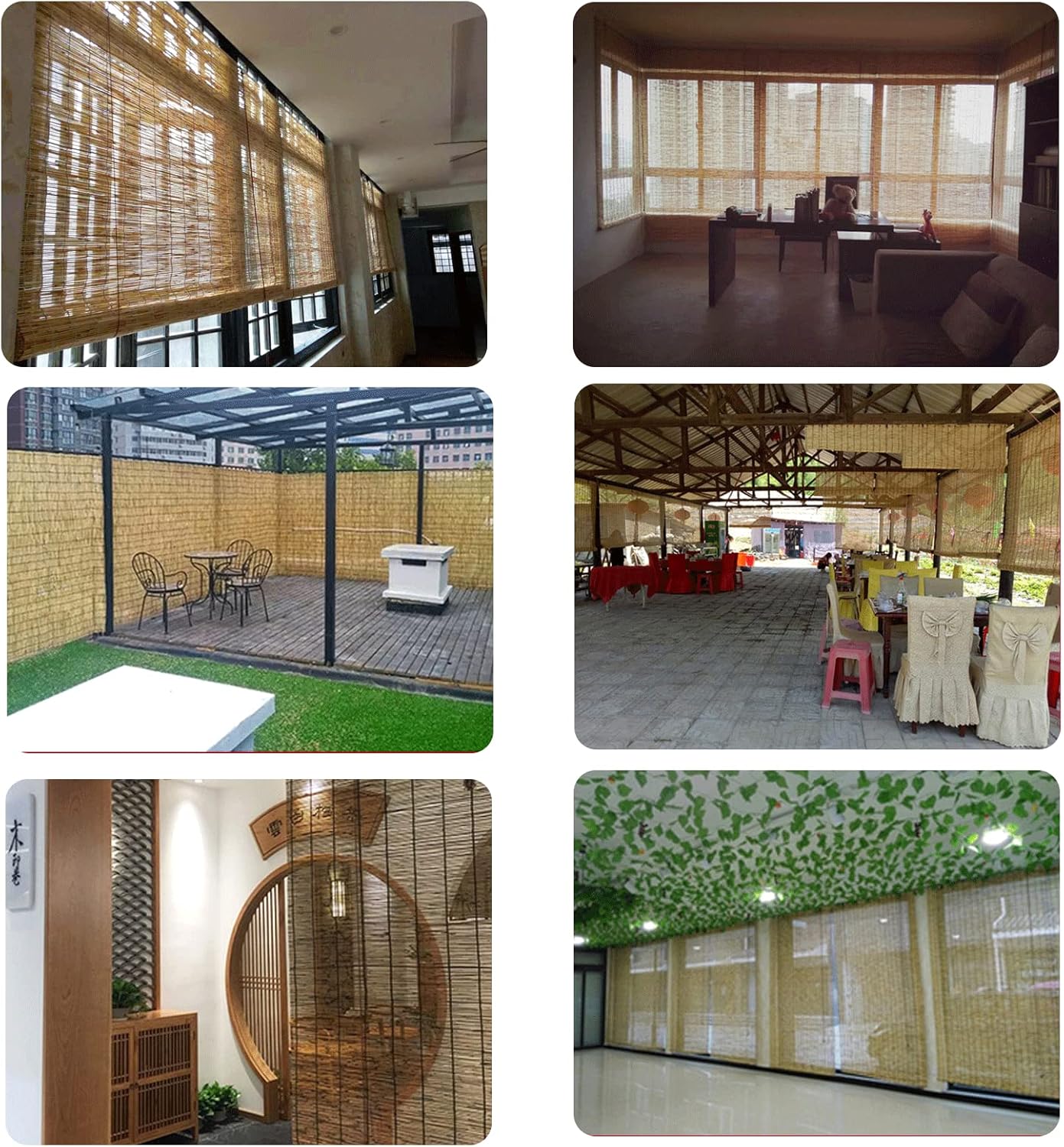 Persianas de bambú para patio, persianas de bambú para patio al aire libre, cortina de junco, cortina de césped, cortina de césped, cortina de