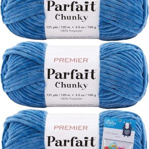 Premier Yarns Parfait Chunky – 3.5 oz – Peso súper voluminoso #6 – Paquete de 3 paquetes con 10 marcadores de puntada Bella’s Crafts (aciano) Premier Yarns Parfait Chunky – 3.5 oz – Peso súper voluminoso #6 – Paquete de 3 paquetes con 10 marcadores de puntada Bella’s Crafts (aciano)