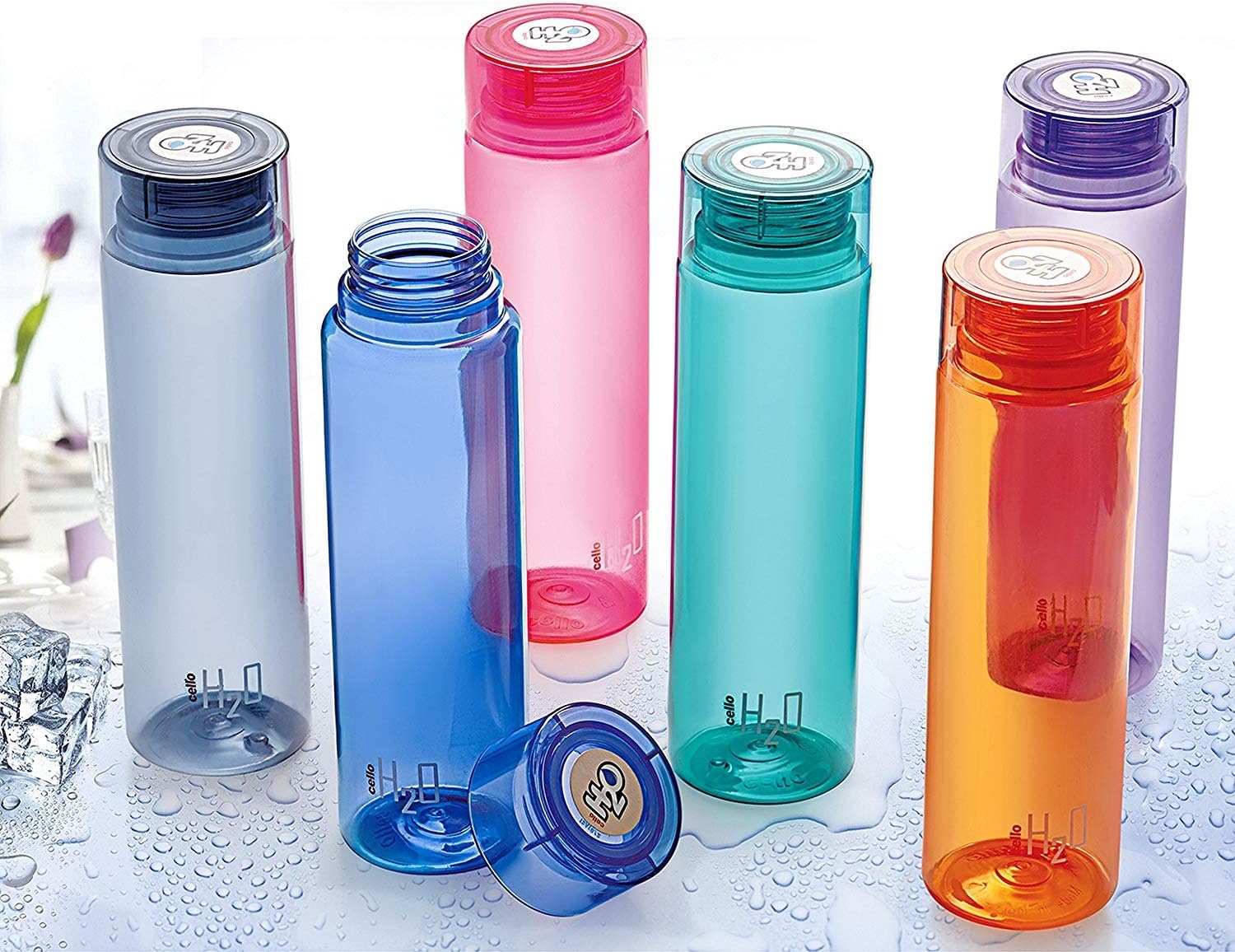 Cello H2O – Botella irrompible, 1 litro, juego de 3, surtido