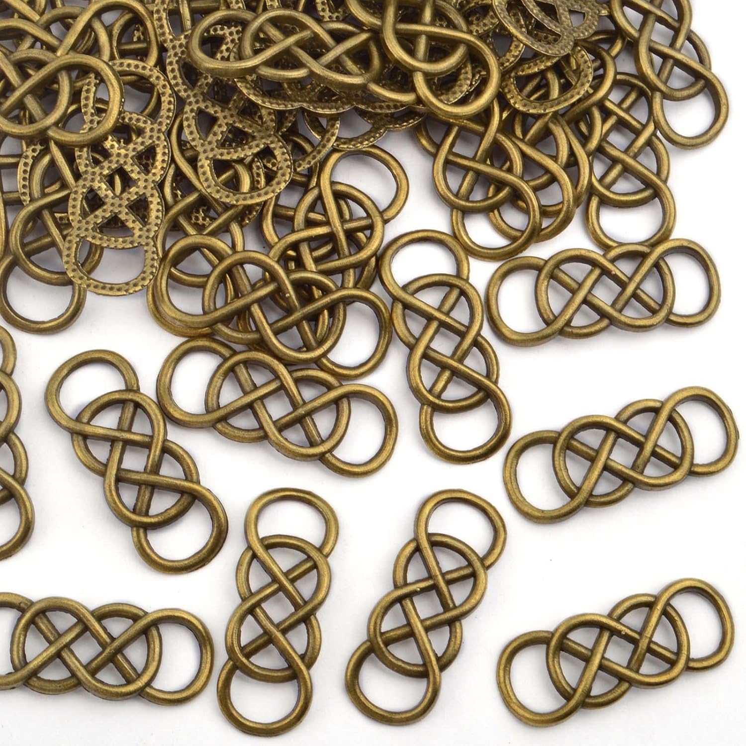 Conector doble símbolo infinito encantos aleación colgante encanto conectores para bricolaje pulsera collar, Metal, Aleación.
