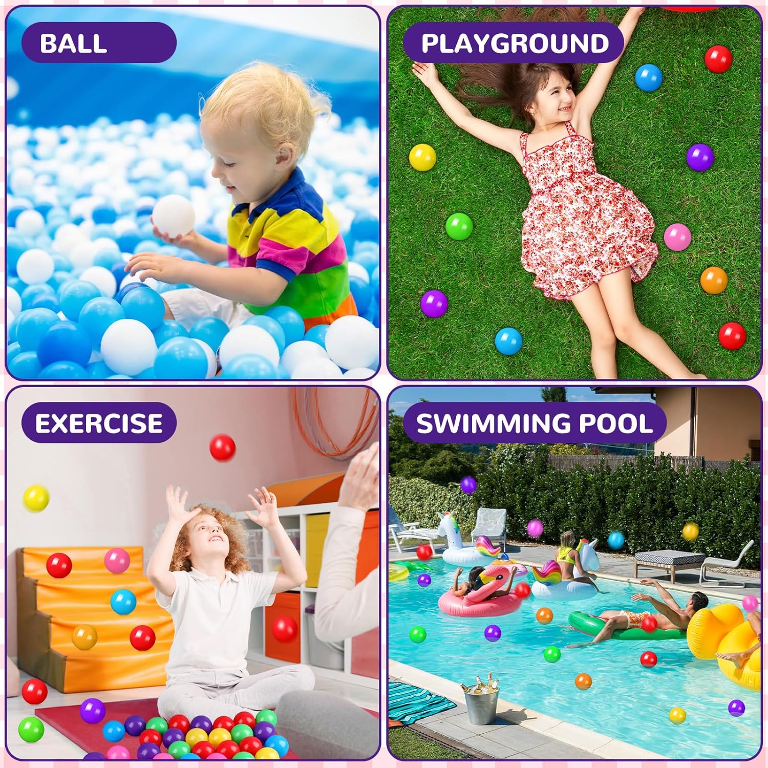 Shappy 50 bolas de plástico de 2.75 pulgadas, bolas oceánicas, a prueba de aplastamiento, mini bolas de juguete para niños y niñas, tiendas de