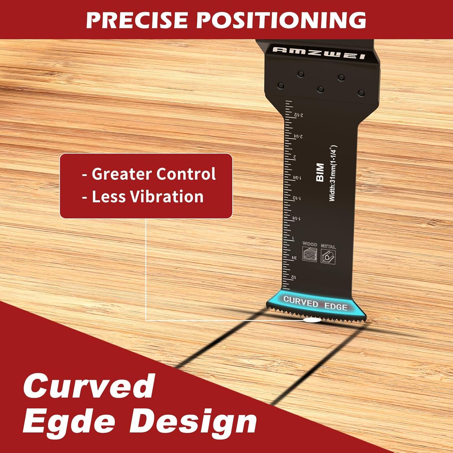 AMZWEI 6 cuchillas oscilantes extralargas, bimetálicas de borde curvado multiherramienta para madera con clavos, metal, madera, plástico, hojas de