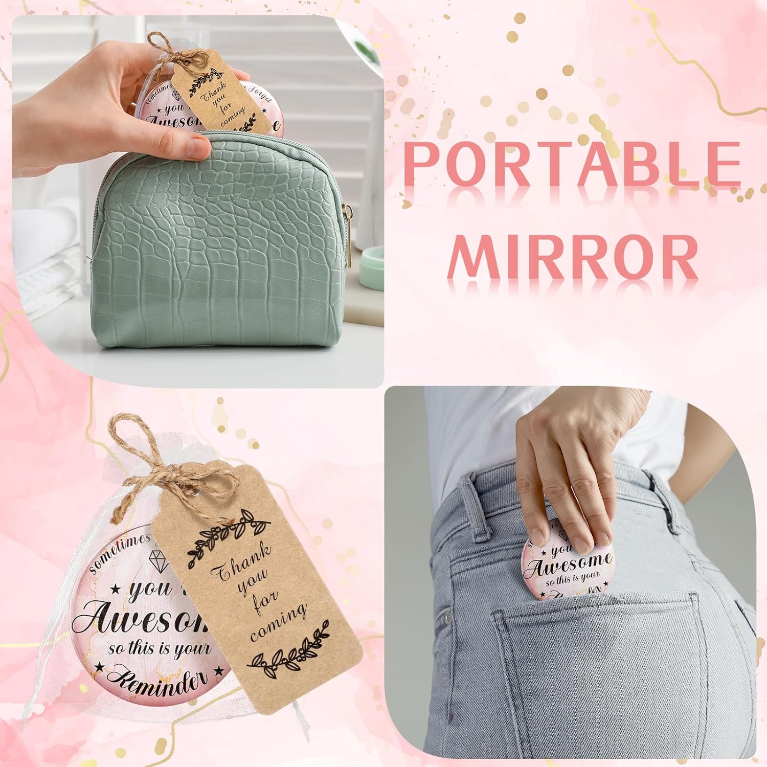 Regalos de agradecimiento inspiradores, espejos compactos a granel, regalos de agradecimiento a los empleados para mujeres, juegos de regalo,