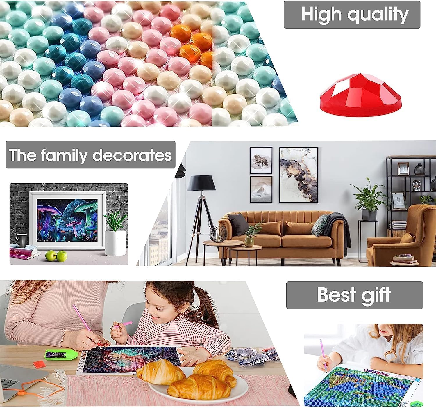 LOMSIOY Kits de pintura de diamantes de imitación de animales para adultos, pintura con paisajes artísticos de diamantes, arte redondo de diamantes