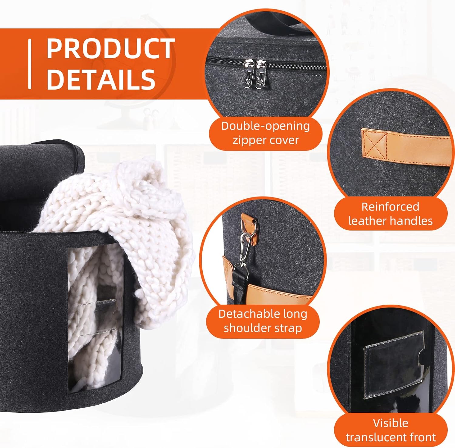 Caja grande para sombreros de 19 pulgadas, cajas de almacenamiento para sombreros para mujeres, grandes y redondas para hombres, cajas plegables