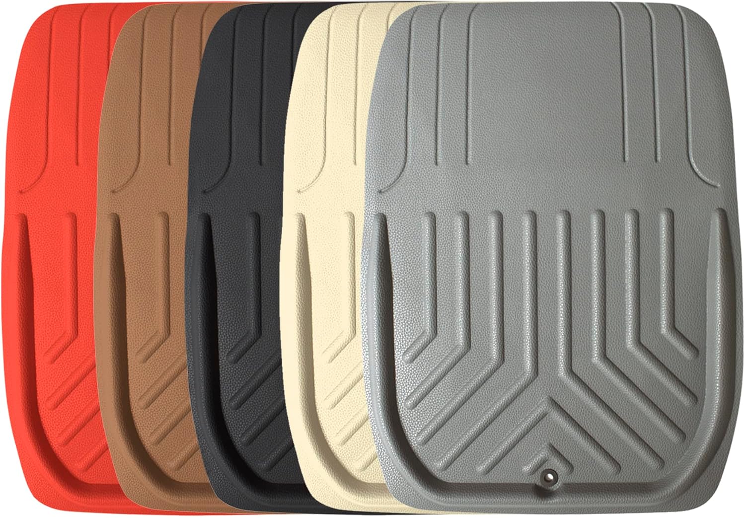 FH Group Alfombrillas de piel sintética para platos profundos, color beige, ajuste universal, juego de 4, tapetes de automóvil recortados para la