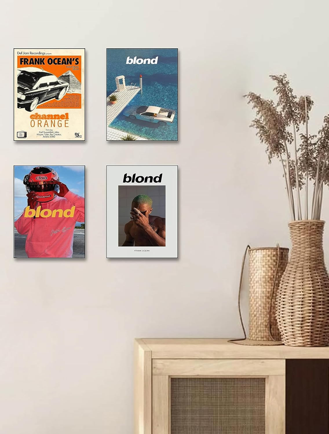 ZONTO Frank Ocean – Pósteres de portada de álbum de rapero firmado con música limitada, juego de 4 pósteres estéticos para sala de estar,