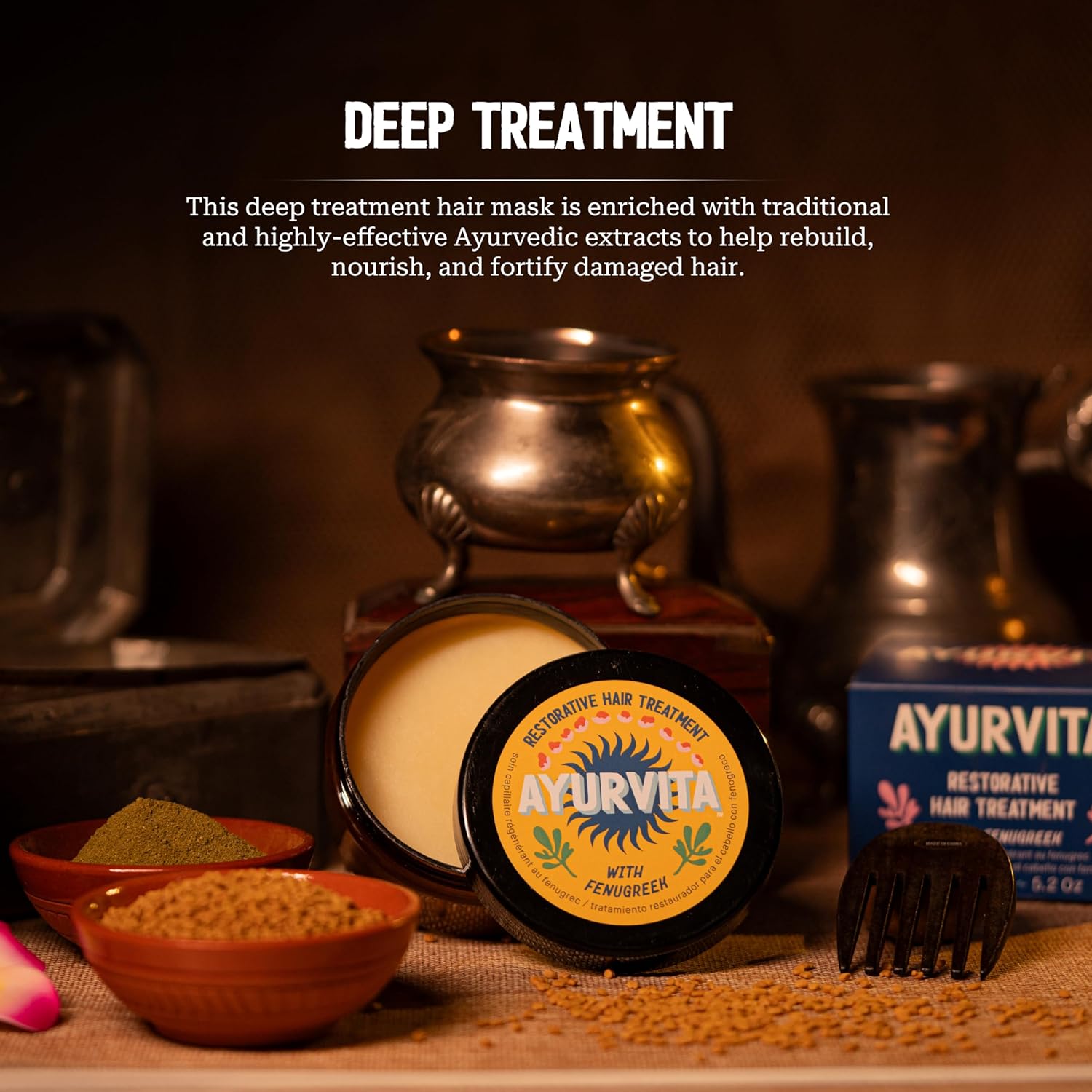 Tratamiento capilar  Máscara restauradora de fenogreco para hombres y mujeres  Nutritiva, hidratante e hidratante  Mejor crecimiento del cabello y