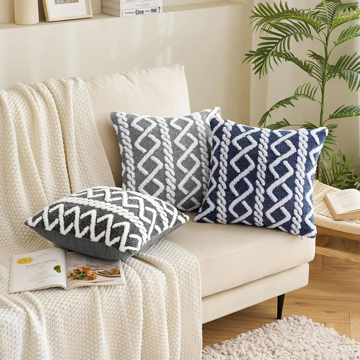 EMEMA Fundas de almohada decorativas de lana sintética, fundas de cojín rectangulares de forro polar corto suave y mullido, fundas de almohada