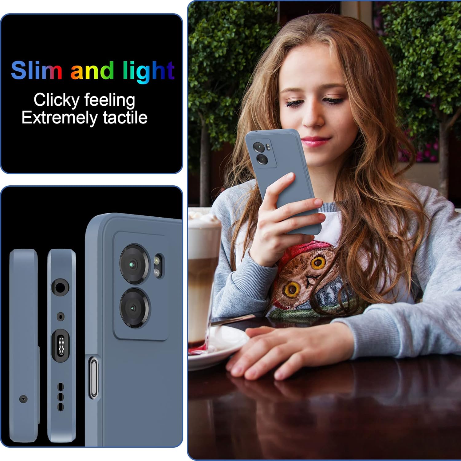 Foluu Funda de silicona para OnePlus Nord N300, funda protectora de goma de gel líquido con forro de microfibra suave, carcasa rígida delgada a