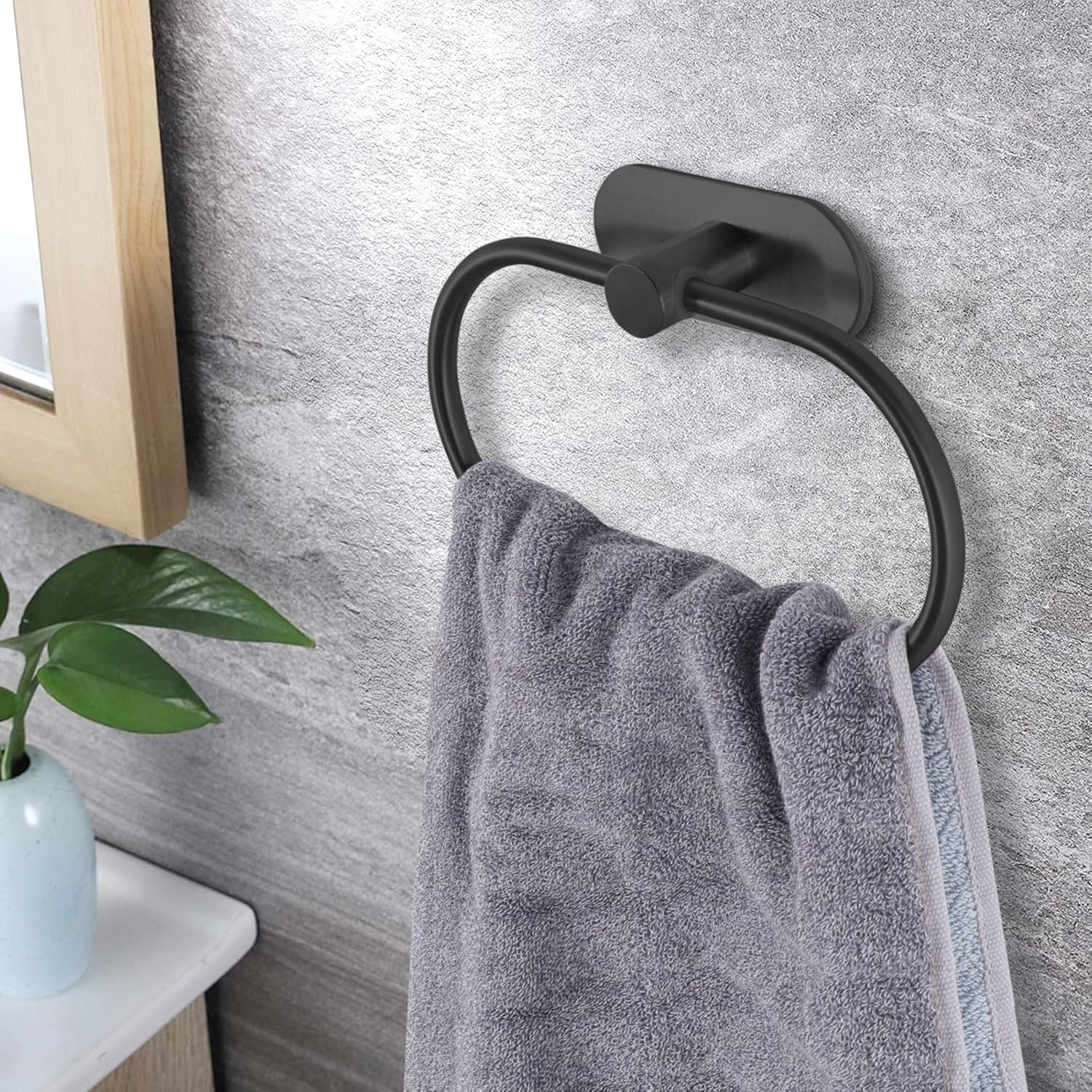 Toallero  anillo de toalla de baño, anillo de toalla de mano autoadhesivo para baño, soporte de toalla de mano adhesivo de acero inoxidable, sin