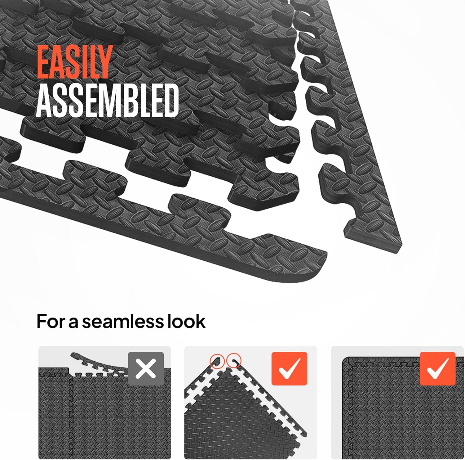 Thick Puzzle Exercise Mat Foam Interlocking Tiles Protect Floors from Gym Equipment Exercise, Durable Non-Skid Texture, Kid Baby Family Safe Easy to