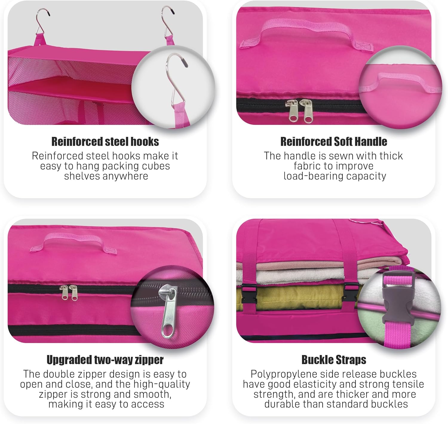 Bolsa de viaje portátil para colgar, organizador de cubo de embalaje de viaje, armario de mano de gran capacidad, almacenamiento plegable para
