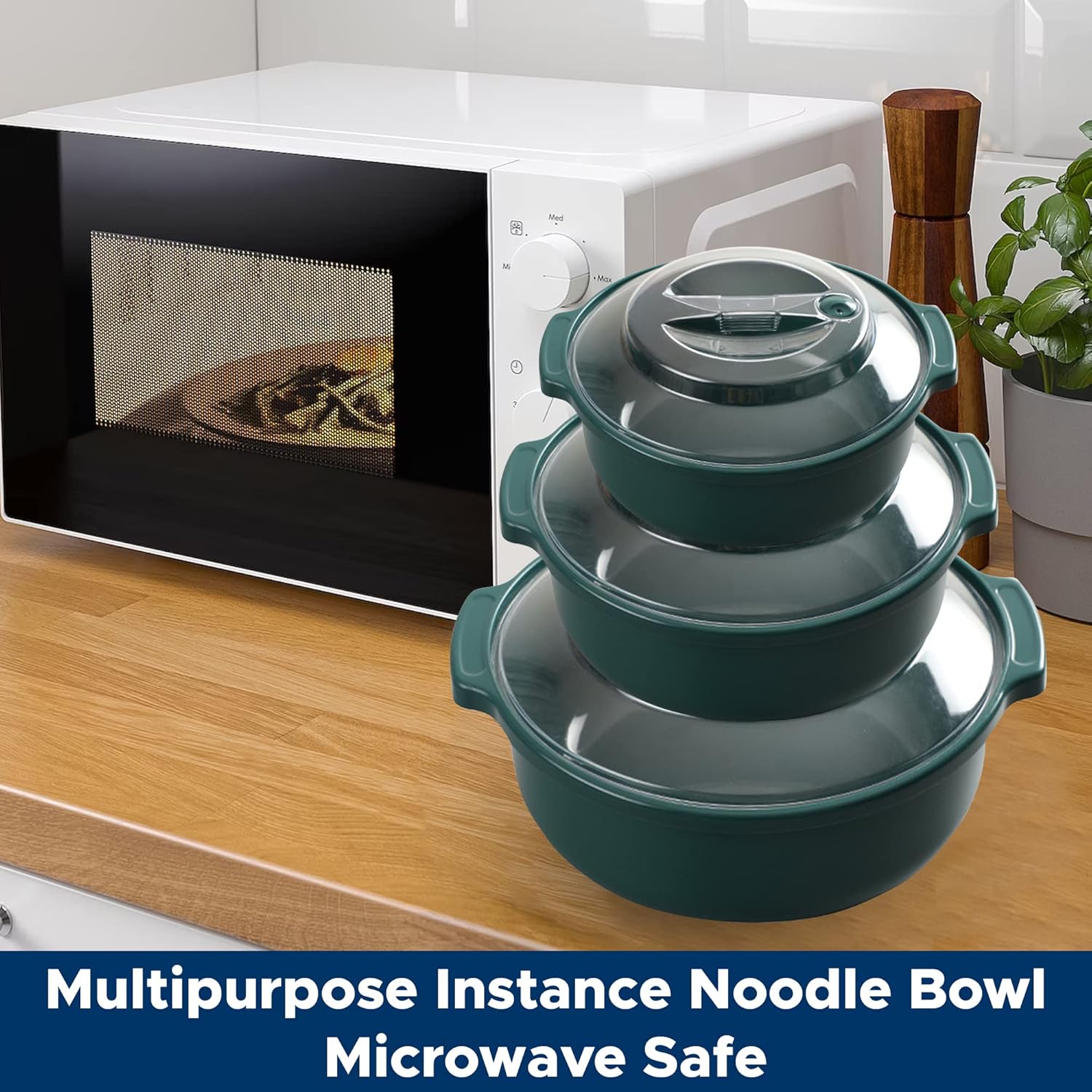 Cocina ramen apta para microondas, cuenco para fideos ramen Easy Mac, cuencos para microondas con pasta, fideos ramen con tapas, ideales para