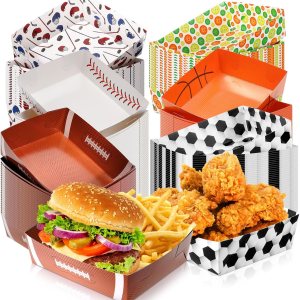 Paquete de 36 bandejas deportivas para fiestas de 5 libras, bandejas de comida de fútbol para nachos, botes de papel grandes, bandeja desechable Paquete de 36 bandejas deportivas para fiestas de 5 libras, bandejas de comida de fútbol para nachos, botes de papel grandes, bandeja desechable