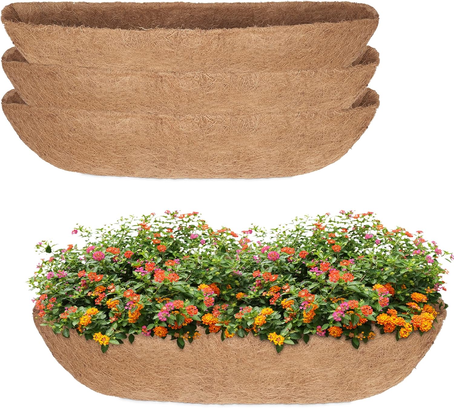4 forros de coco para macetas de 36 pulgadas, revestimientos resistentes para ventanas, reemplazo perfecto para los viejos, 100% natural, fácil de