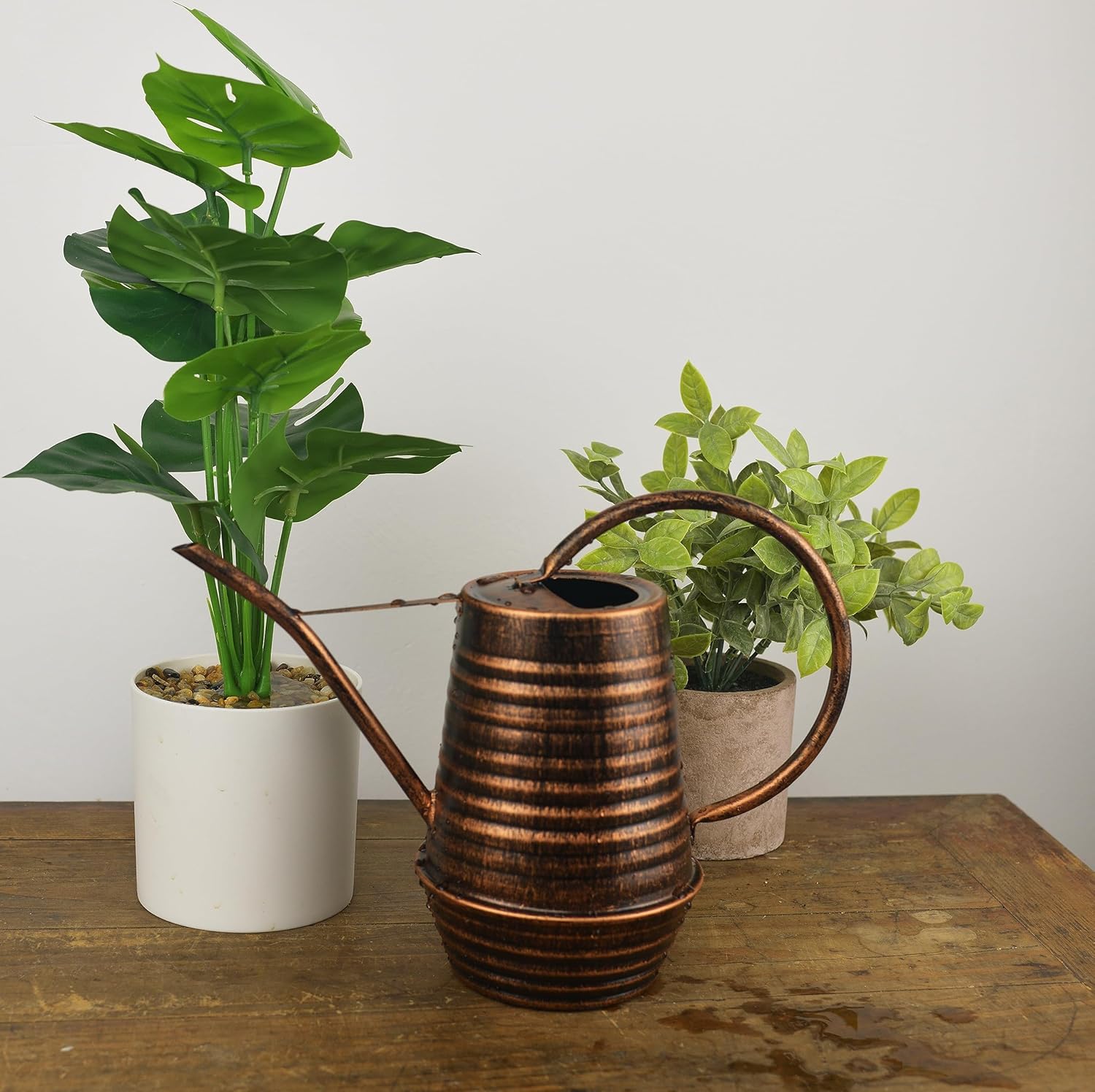 Regadera interior de 0.3 galón34 onzas, regadera de metal con boquilla larga, regadera galvanizada, regadera para plantas de interior (cobre)