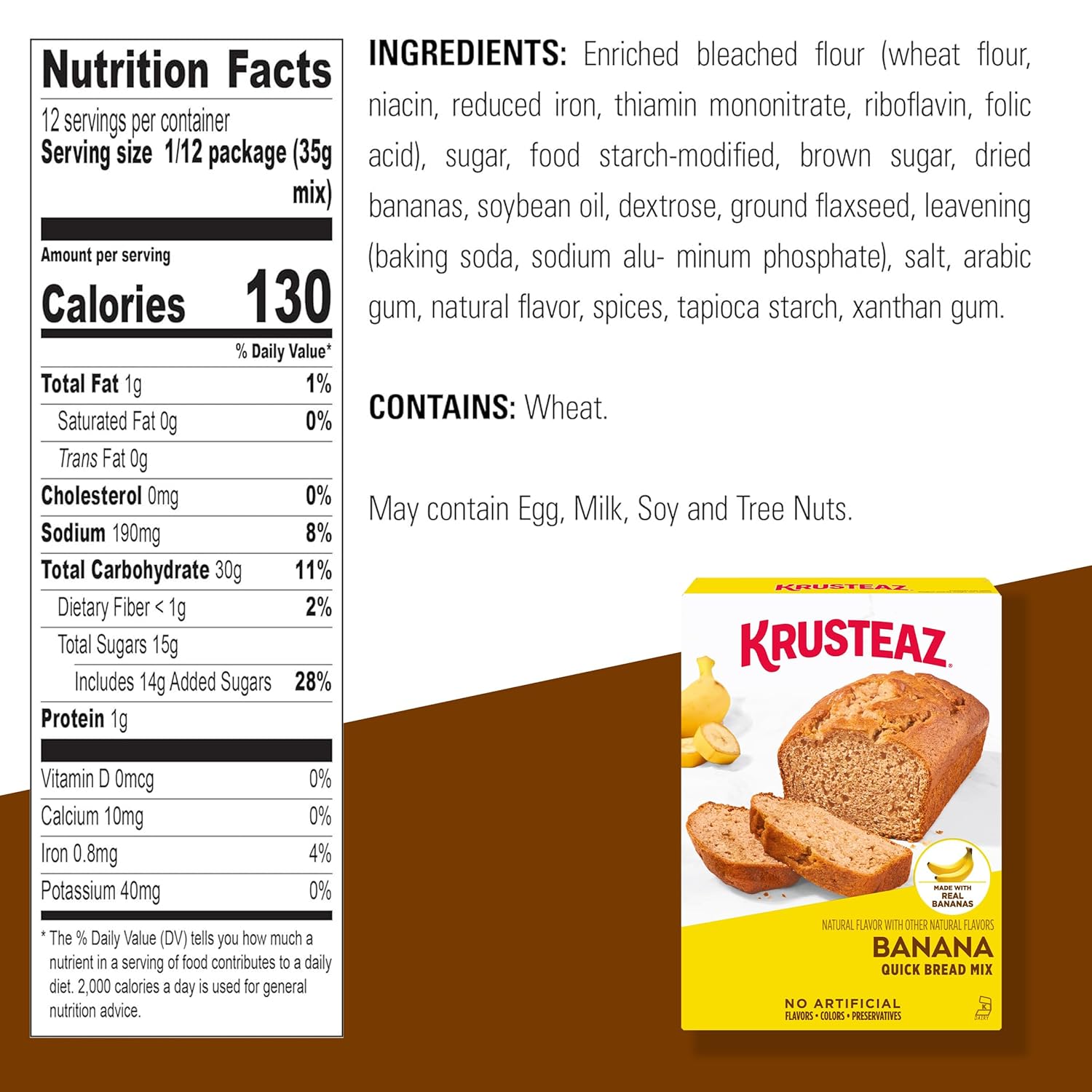 Krusteaz Mezcla de pan, múltiples sabores, sin sabores ni colores artificiales, pan rápido de plátano de 15 onzas (paquete de 12) y mezcla de pan