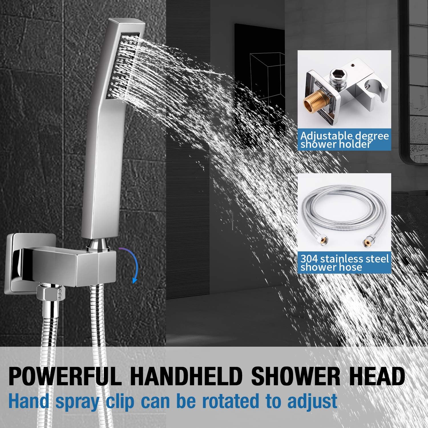Qomolangma Sistema de ducha de lluvia de 10 pulgadas, juego de grifo de ducha de baño, sistemas de ducha de acero inoxidable con ducha de lluvia y