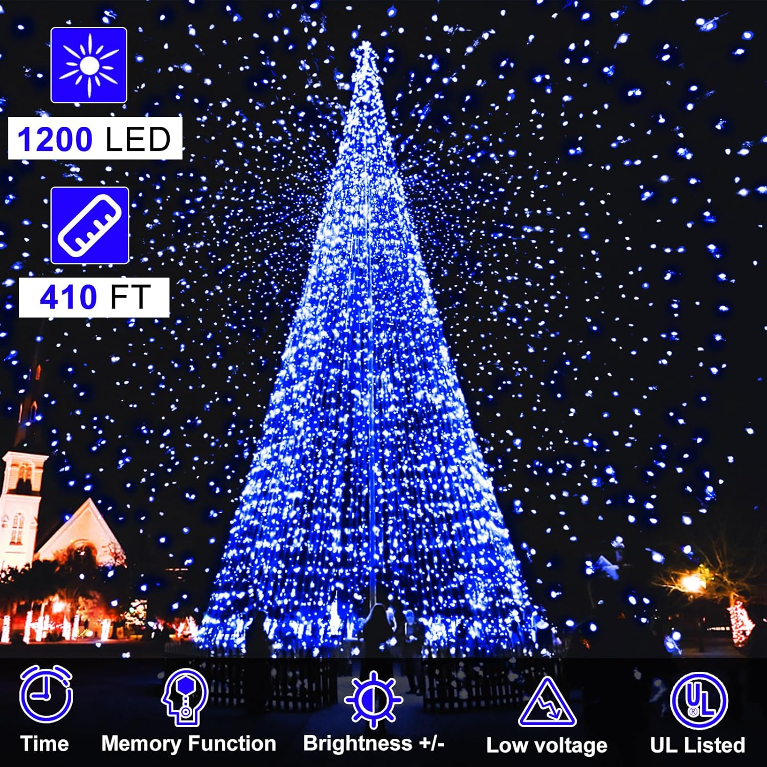 FLVOECN 1200 luces LED de Navidad de 392 pies, decoración al aire libre, 8 modos y temporizador de memoria, luces de Navidad con enchufe remoto,