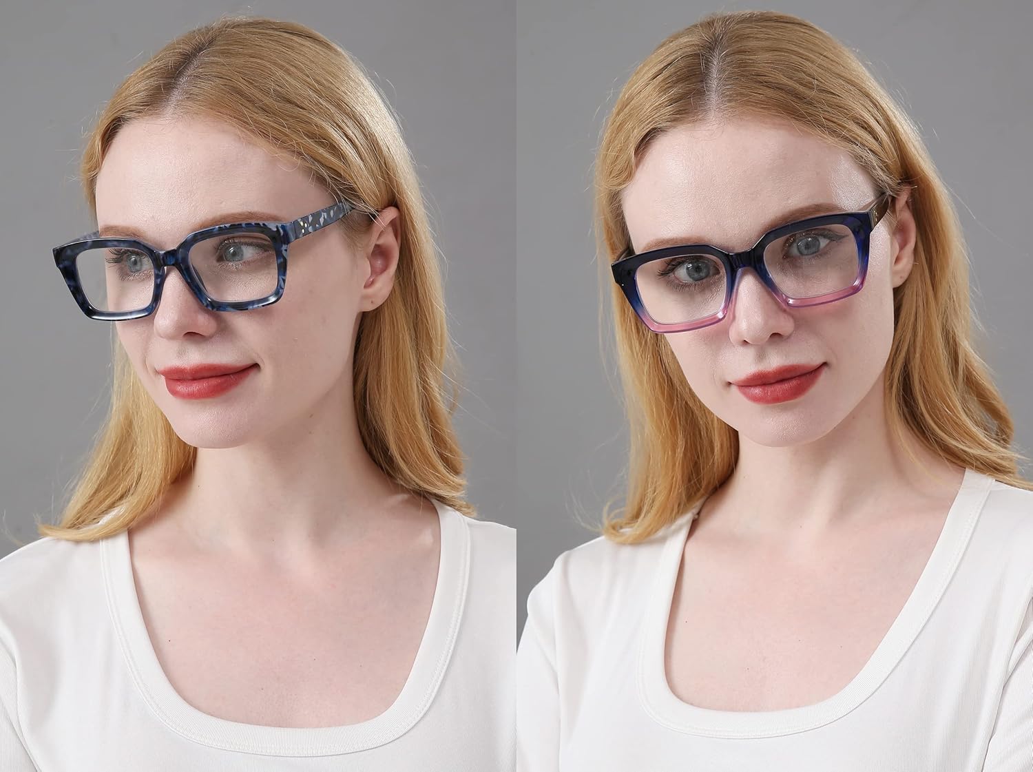 REAVEE Paquete de 4 lentes de lectura de gran tamaño estilo Oprah para mujeres y hombres, bloqueo de luz azul, para damas elegantes retro cuadrados