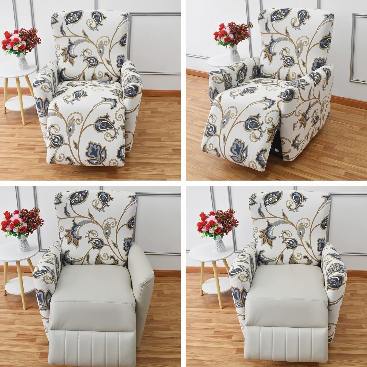 Eco-Ancheng Fundas reclinables de 4 piezas, fundas para sillas reclinables, fundas elásticas para sofá reclinable, fundas ajustables antideslizantes