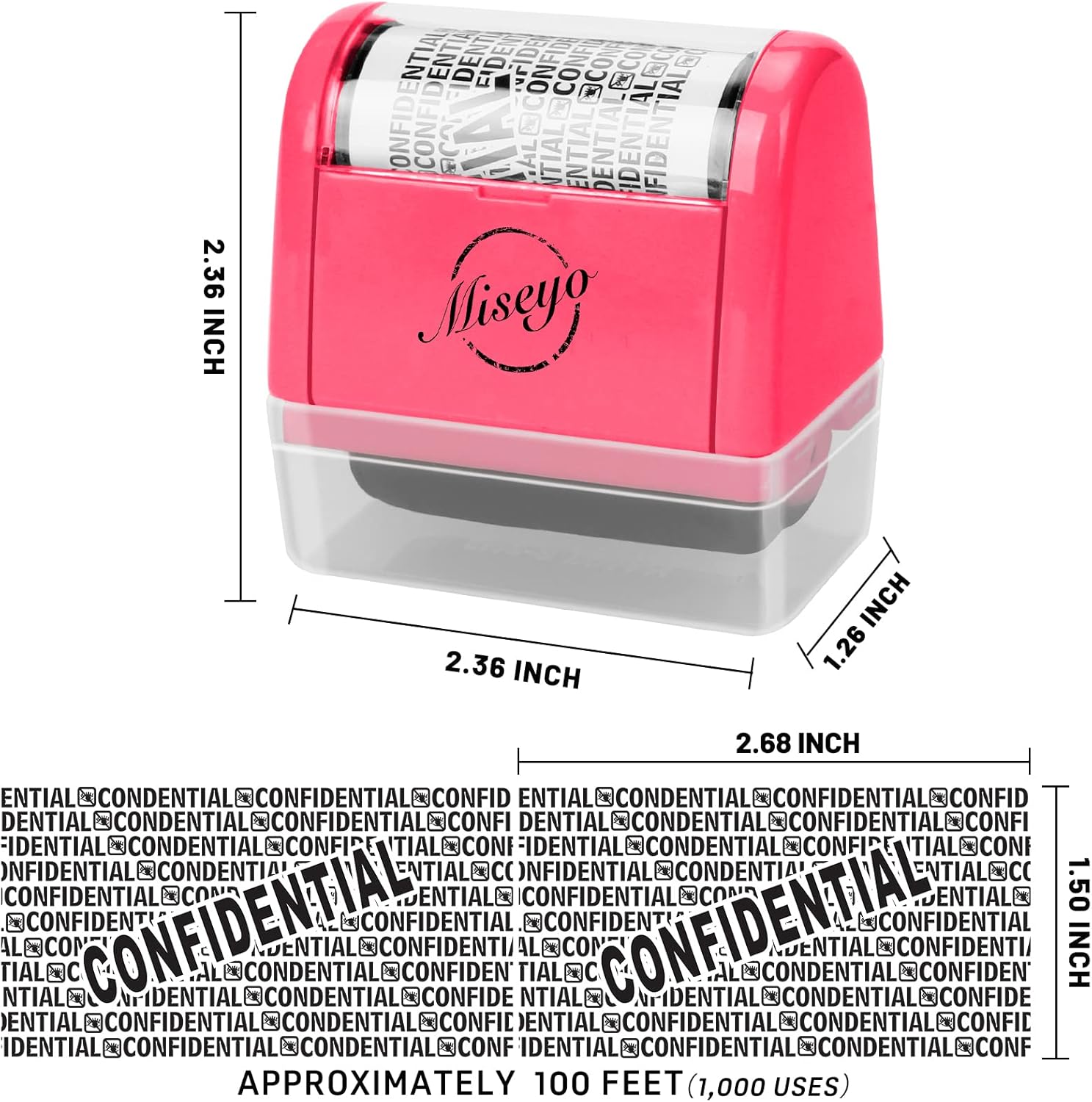 Miseyo Protección contra robo de identidad sellos anchos y mini rodillos (melocotón) para privacidad de identificación de código de barras de datos