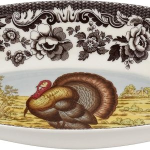 Spode Woodland – Bandeja de pan de 15.25 pulgadas con diseño de pavo, plato de pavo para Acción de Gracias, cenas y eventos, hecha de porcelana Spode Woodland – Bandeja de pan de 15.25 pulgadas con diseño de pavo, plato de pavo para Acción de Gracias, cenas y eventos, hecha de porcelana