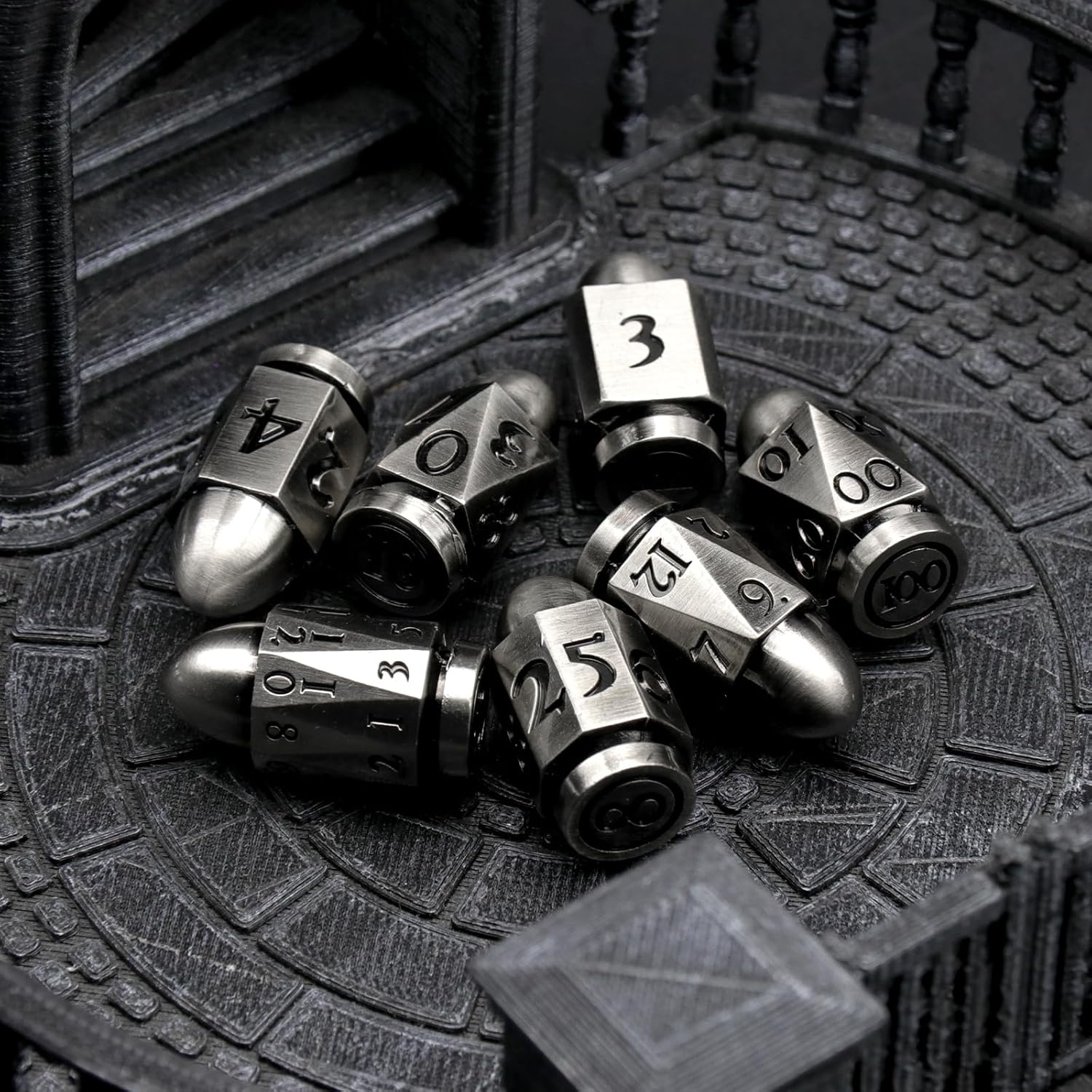 Dados de bala para Calabozos y Dragones, juego de dados de metal D y D poliédricos D y D para juegos de rol, dados Cyberpunk únicos para temas de