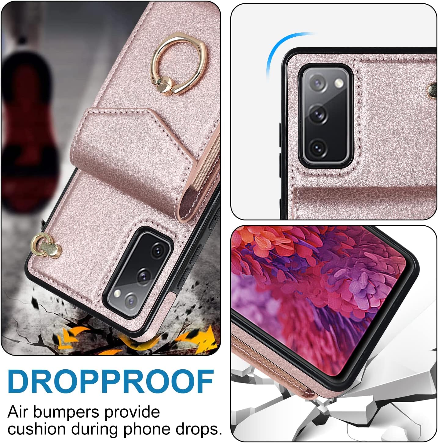 Asuwish Funda de teléfono para Samsung Galaxy S20 FE 5G de 6.5 pulgadas con protector de pantalla de vidrio templado y anillo RFID tarjetero celular