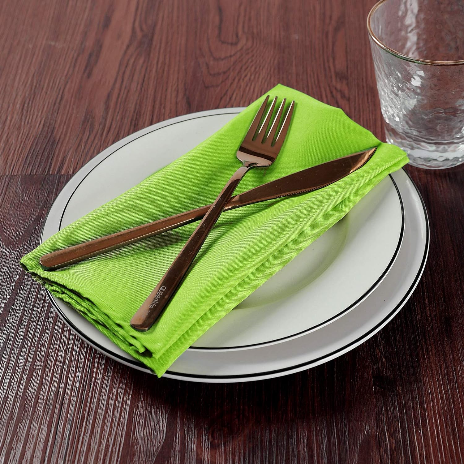Cupuamon Servilletas de tela de 20 x 20 pulgadas, lavables de poliéster, servilletas de mesa suaves para bodas, fiestas, cenas, banquetes (verde