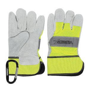 Guante de palma de cuero dividido con forro de alta visibilidad, interior aislado y puño reforzado, guantes de trabajo resistentes, guantes de Guante de palma de cuero dividido con forro de alta visibilidad, interior aislado y puño reforzado, guantes de trabajo resistentes, guantes de