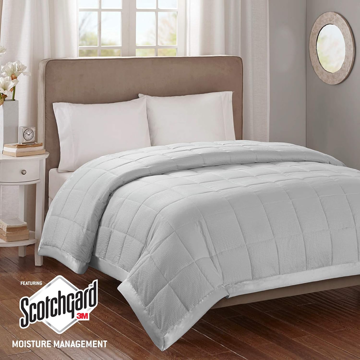 Cobija alternativa extragrande Cambria Premium, Poliéster, gris, Full Queen