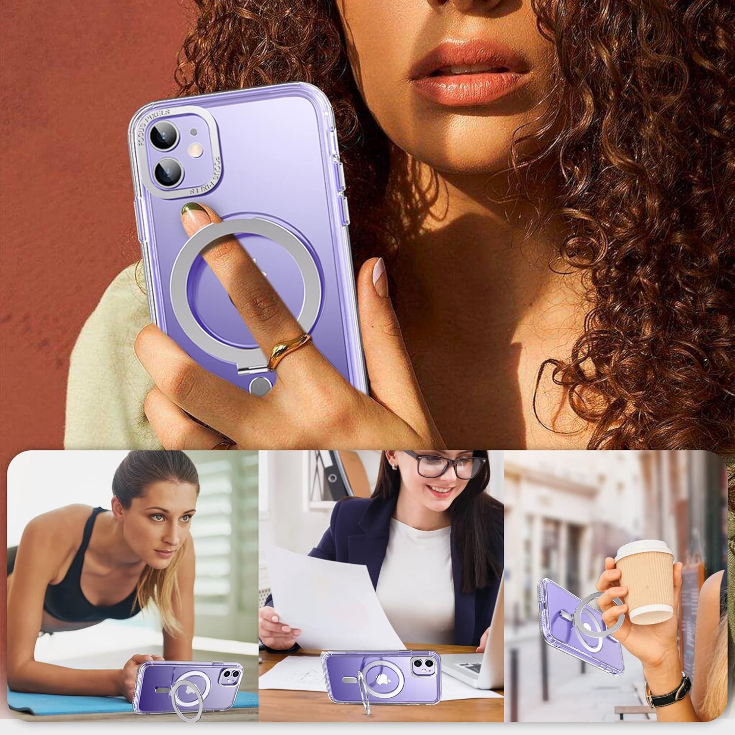 Funda para iPhone 12 y iPhone 12 Pro con soporte magnético invisible compatible con MagSafe protector transparente iPhone 12 y 12 Pro funda de